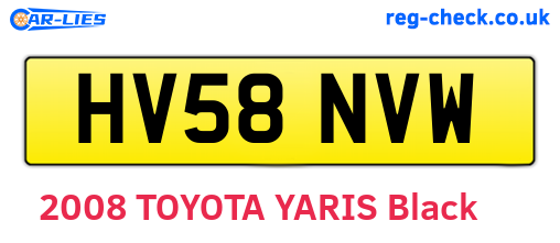 HV58NVW are the vehicle registration plates.