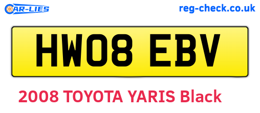 HW08EBV are the vehicle registration plates.