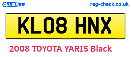 KL08HNX are the vehicle registration plates.