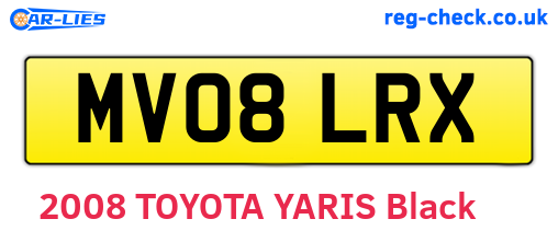 MV08LRX are the vehicle registration plates.