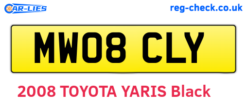 MW08CLY are the vehicle registration plates.