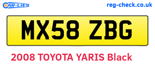 MX58ZBG are the vehicle registration plates.