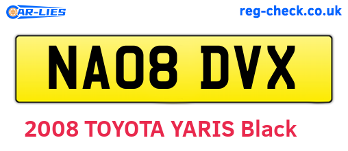 NA08DVX are the vehicle registration plates.