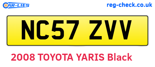 NC57ZVV are the vehicle registration plates.