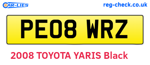 PE08WRZ are the vehicle registration plates.