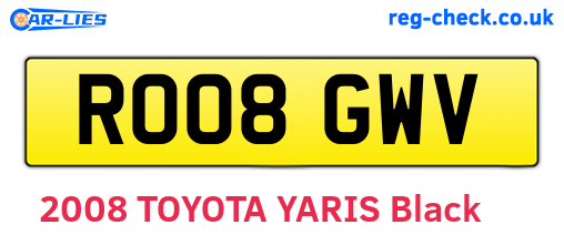 RO08GWV are the vehicle registration plates.