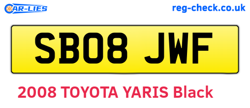 SB08JWF are the vehicle registration plates.