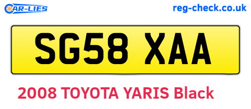 SG58XAA are the vehicle registration plates.