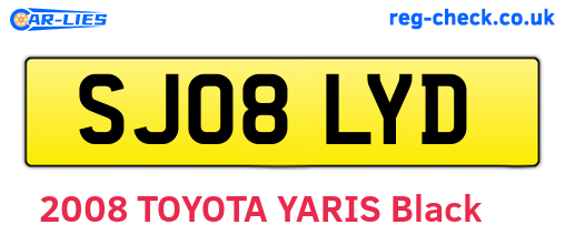 SJ08LYD are the vehicle registration plates.