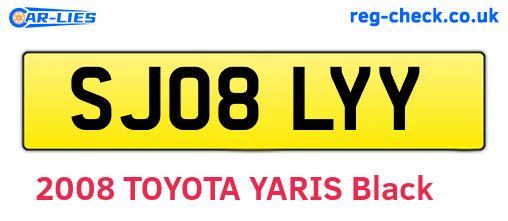 SJ08LYY are the vehicle registration plates.