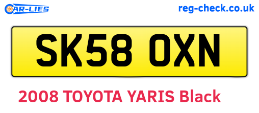 SK58OXN are the vehicle registration plates.