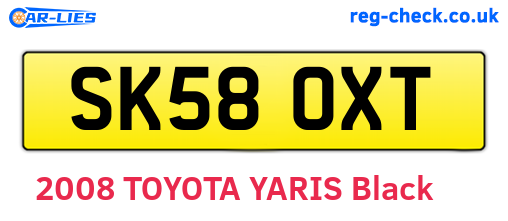 SK58OXT are the vehicle registration plates.