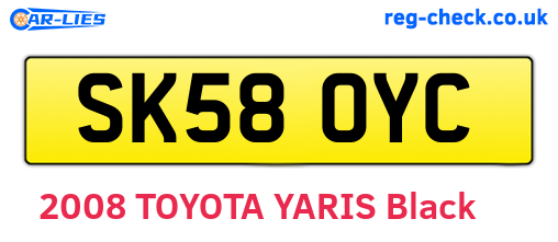SK58OYC are the vehicle registration plates.