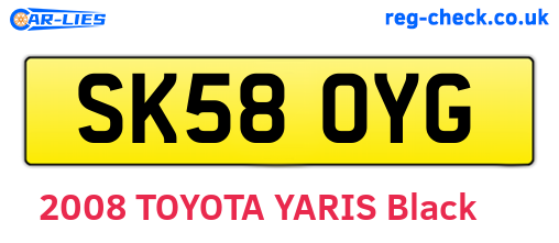SK58OYG are the vehicle registration plates.