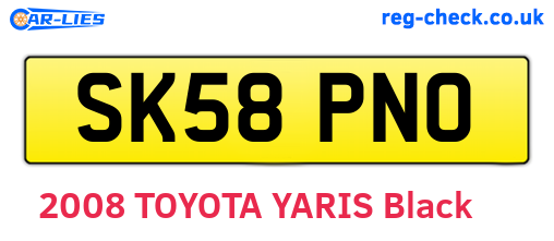 SK58PNO are the vehicle registration plates.