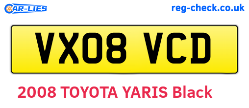 VX08VCD are the vehicle registration plates.