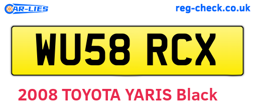 WU58RCX are the vehicle registration plates.