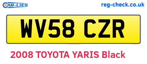 WV58CZR are the vehicle registration plates.