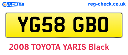 YG58GBO are the vehicle registration plates.