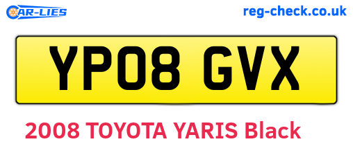 YP08GVX are the vehicle registration plates.