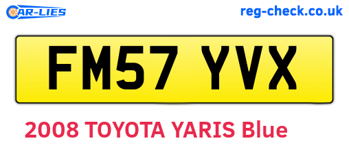 FM57YVX are the vehicle registration plates.