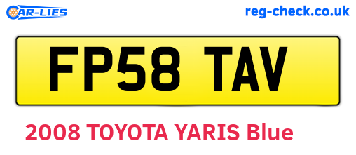 FP58TAV are the vehicle registration plates.