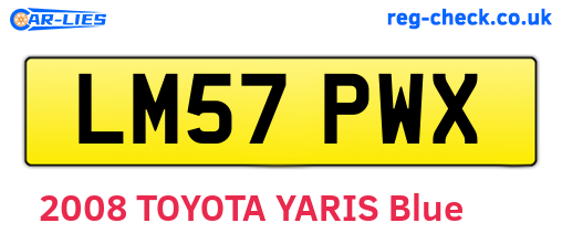 LM57PWX are the vehicle registration plates.