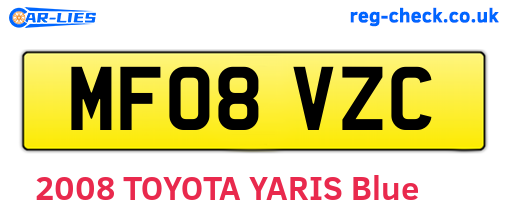 MF08VZC are the vehicle registration plates.