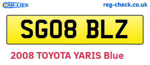 SG08BLZ are the vehicle registration plates.