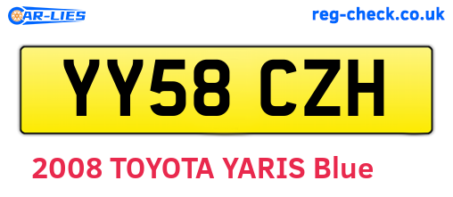 YY58CZH are the vehicle registration plates.