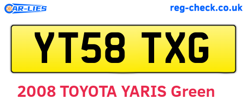 YT58TXG are the vehicle registration plates.