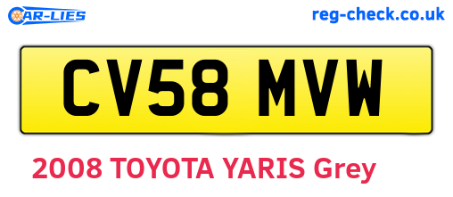 CV58MVW are the vehicle registration plates.