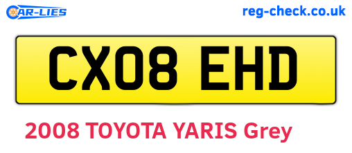 CX08EHD are the vehicle registration plates.
