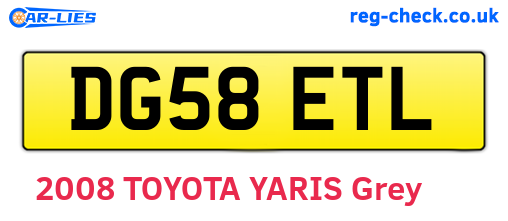DG58ETL are the vehicle registration plates.