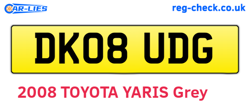 DK08UDG are the vehicle registration plates.