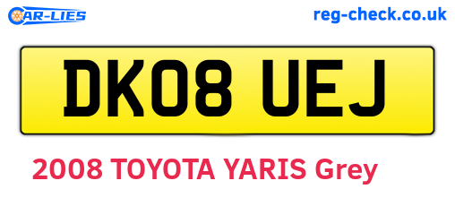 DK08UEJ are the vehicle registration plates.