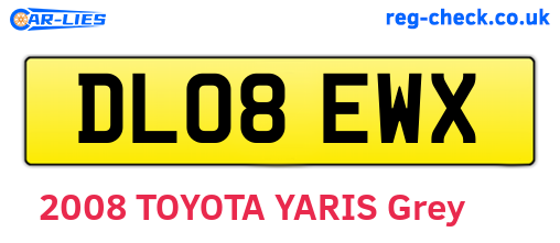 DL08EWX are the vehicle registration plates.