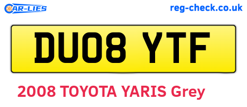 DU08YTF are the vehicle registration plates.