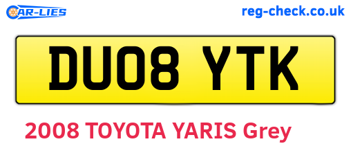 DU08YTK are the vehicle registration plates.