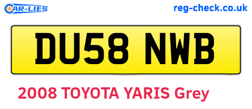 DU58NWB are the vehicle registration plates.