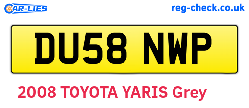 DU58NWP are the vehicle registration plates.