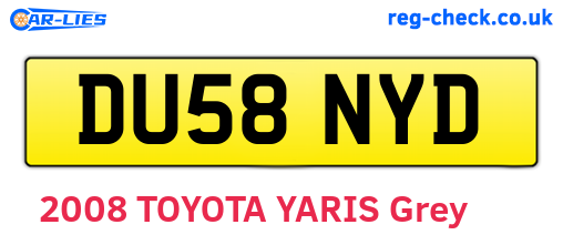 DU58NYD are the vehicle registration plates.
