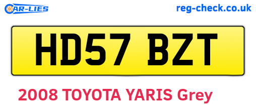 HD57BZT are the vehicle registration plates.