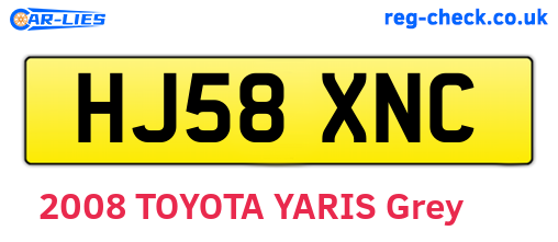 HJ58XNC are the vehicle registration plates.