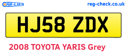 HJ58ZDX are the vehicle registration plates.
