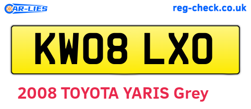 KW08LXO are the vehicle registration plates.
