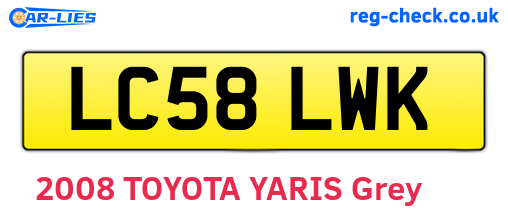 LC58LWK are the vehicle registration plates.