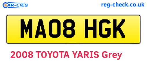 MA08HGK are the vehicle registration plates.