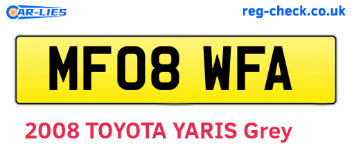 MF08WFA are the vehicle registration plates.