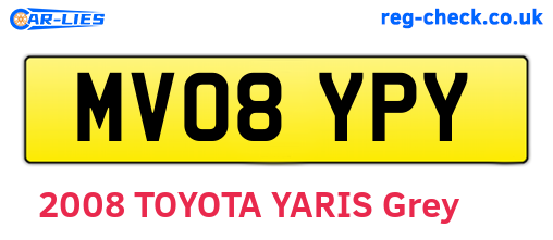 MV08YPY are the vehicle registration plates.